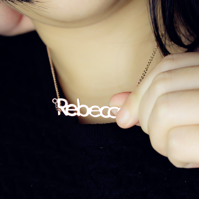 Rose Gold Rebecca Name Necklace