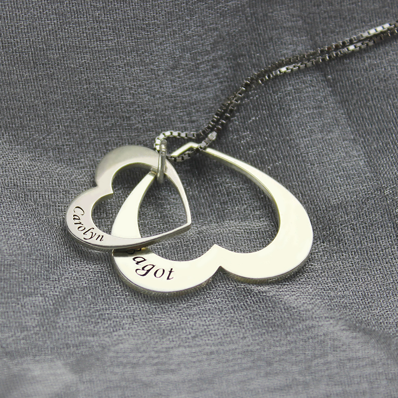 Double Heart Pendant For Her Sterling Silver