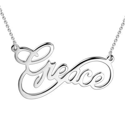 Custom Infinity Name Necklace Silver