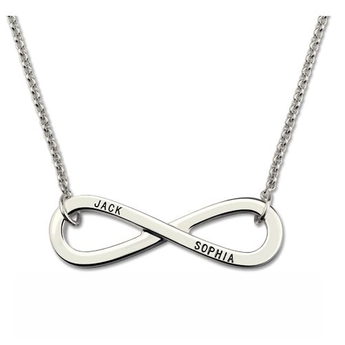 Engraved Infinity Symbol Necklace Sterling Silver