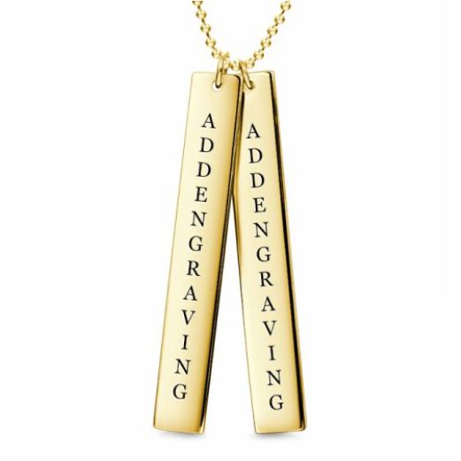 Engraved Name Bar Necklace 18k Gold Plated