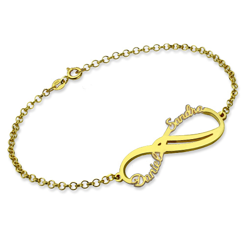 Infinity Two Names Bracelet Gold Plated Silver