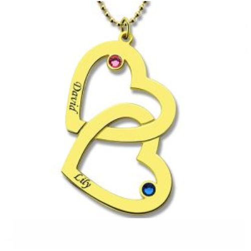 Women's Double Heart Name Necklace