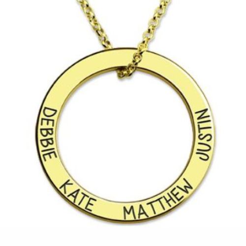 Names Hoop Family Necklace Gold Plated