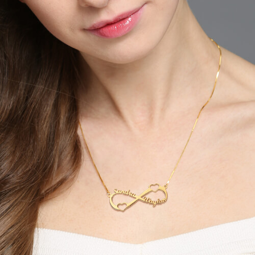 Hearts Infinity Necklace Gold Plated
