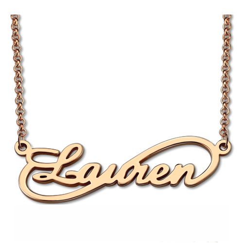 Unique Infinity Style Name Necklace In Rose Gold