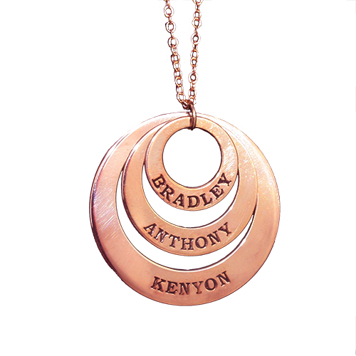 Three Disc Necklace for Mothers - Rose Gold