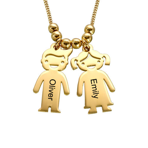 Kids Charms Mother Necklace Gold Plated Silver