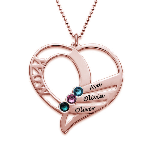 Engraved Heart Mother Necklace In Rose Gold
