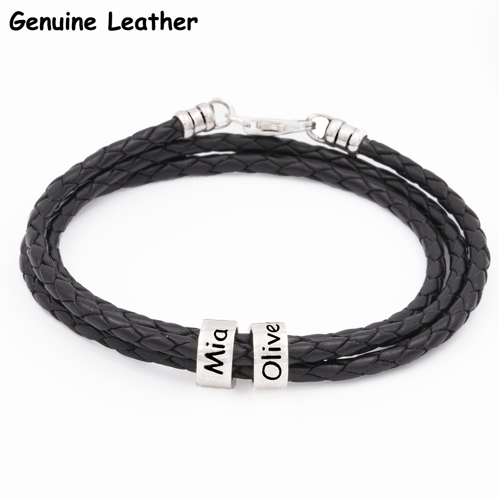 Men Braided Black Leather Bracelet6