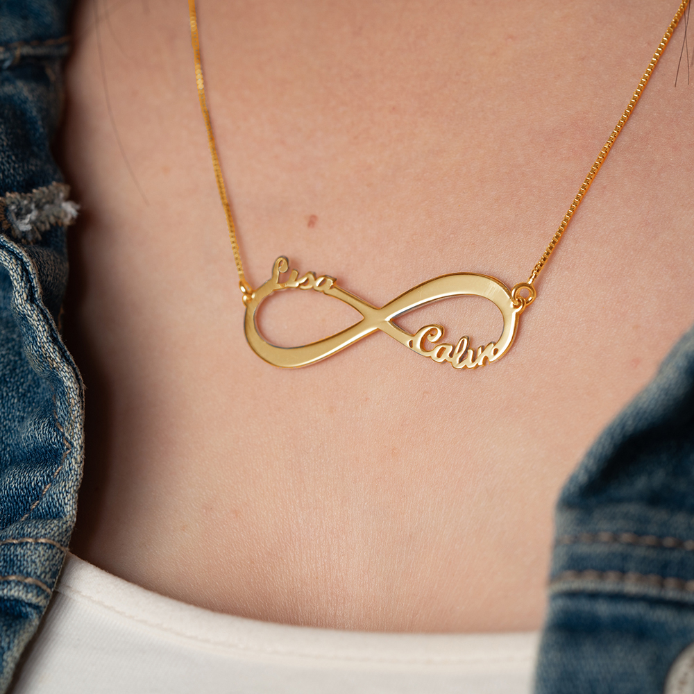 Infinity Necklace Double Name - 18k Gold Plated